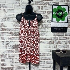 White Brown Sleeveless Halter Sundress Top